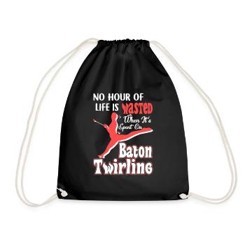 Baton Twirling Spent Time One Baton Twirling - Drawstring Bag - black - Front
