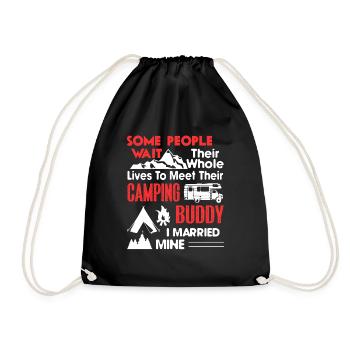 Camping Buddy I Married Mine - Drawstring Bag - black - Front