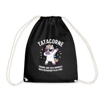 Tatacorn Auntie Unicorn Humor Aunt Family Gift - Drawstring Bag - black - Front