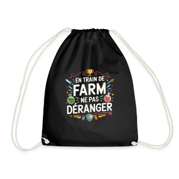 Gamer MMO RPG Humor FARMING Not Disturbing - Drawstring Bag - black - Front