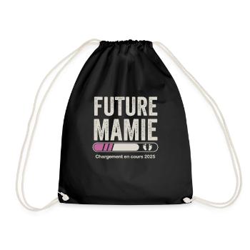Pregnancy Announcement Granny To Be Grandma 2025 - Drawstring Bag - black - Front