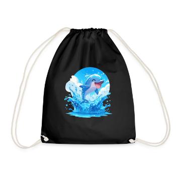 Dolphin Delfine Delfin - Turnbeutel - Schwarz - Vorne