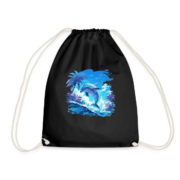 Dolphin Delfine Delfin - Turnbeutel - Schwarz - Vorne