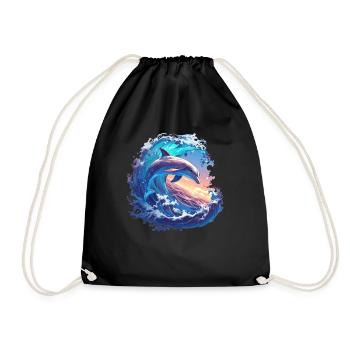 Dolphin Delfine Delfin - Turnbeutel - Schwarz - Vorne