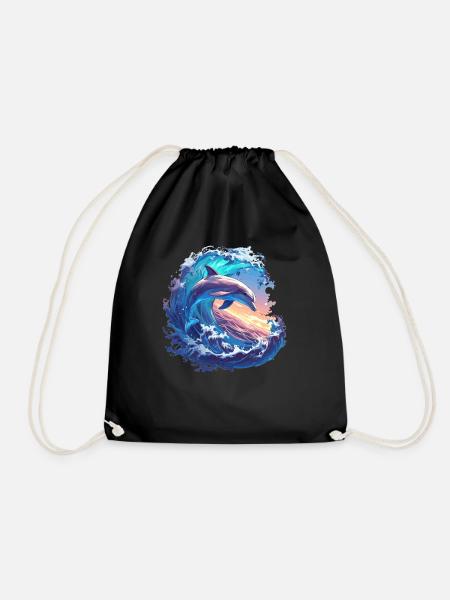 Dolphin Delfine Delfin - Turnbeutel - Schwarz