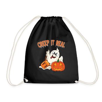 Cute Halloween Ghost Halloween - Drawstring Bag - black - Front