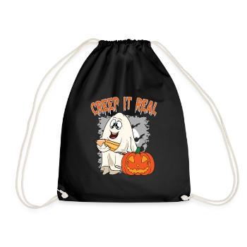 Cute Halloween Ghost Halloween - Drawstring Bag - black - Front