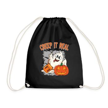 Cute Halloween Ghost Halloween - Drawstring Bag - black - Front