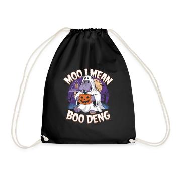 Funny Hippo Halloween Ghost Costume Boo Deng Pun - Turnbeutel - Schwarz - Vorne