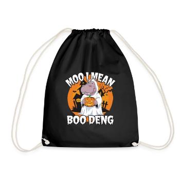 Funny Hippo Halloween Ghost Costume Boo Deng Pun - Turnbeutel - Schwarz - Vorne
