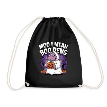 Funny Hippo Halloween Ghost Costume Boo Deng Pun - Turnbeutel - Schwarz - Vorne
