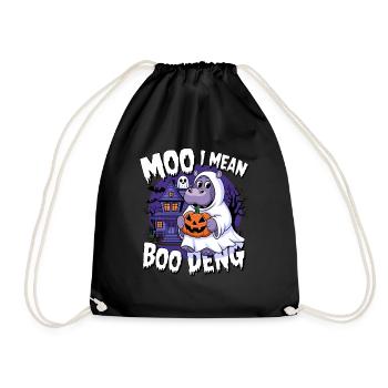 Funny Hippo Halloween Ghost Costume Boo Deng Pun - Turnbeutel - Schwarz - Vorne