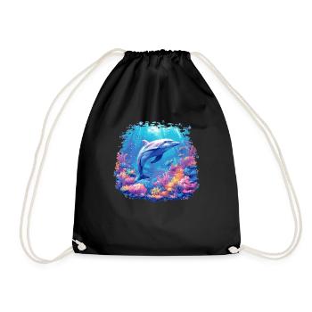 Dolphin Delfine Delfin - Turnbeutel - Schwarz - Vorne