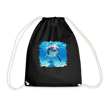 Dolphin Delfine Delfin - Turnbeutel - Schwarz - Vorne
