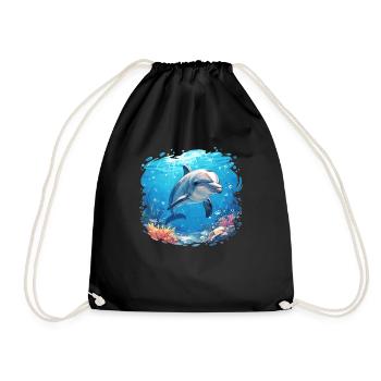 Dolphin Delfine Delfin - Turnbeutel - Schwarz - Vorne