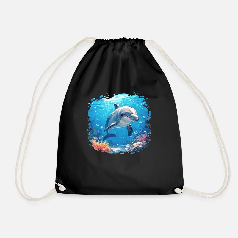 Dolphin Delfine Delfin - Turnbeutel - Schwarz
