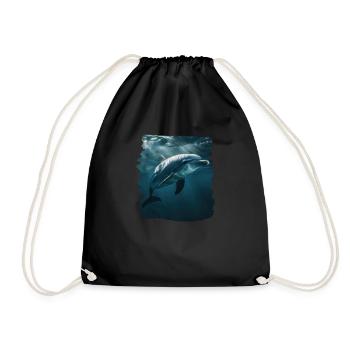 Dolphin Delfine Delfin - Turnbeutel - Schwarz - Vorne