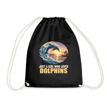 Dolphin Delfine Delfin - Turnbeutel - Schwarz - Vorne