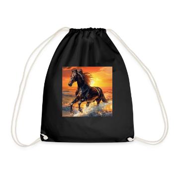 Pferd - Turnbeutel - Schwarz - Vorne