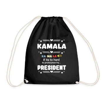Kamala Präsident lustig schwer auszusprechen - Turnbeutel - Schwarz - Vorne