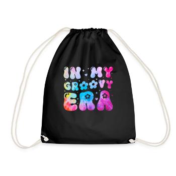 Groovy Tie Dye Friedens Liebeszeichen Retro Hippie - Turnbeutel - Schwarz - Vorne