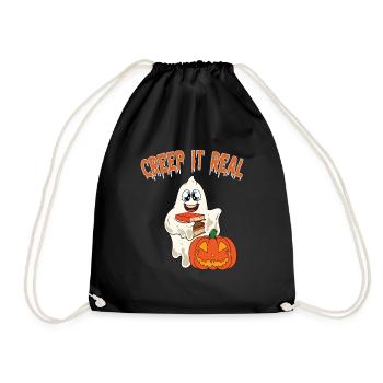 Cute Halloween Ghost Halloween - Drawstring Bag - black - Front