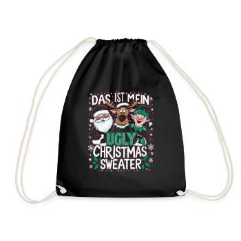 Pull de Noël moche Weihnachten Noël Père Noël - Sac de sport léger - noir - Devant