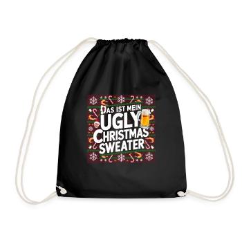 Pull de Noël moche Weihnachten Noël Père Noël - Sac de sport léger - noir - Devant