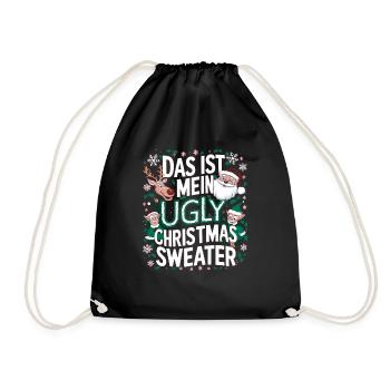 Pull de Noël moche Weihnachten Noël Père Noël - Sac de sport léger - noir - Devant