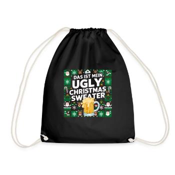 Pull de Noël laid Noël Noël Père Noël Bière - Sac de sport léger - noir - Devant