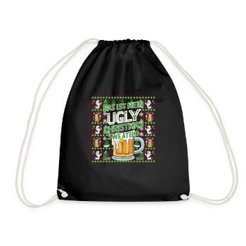 Pull de Noël laid Noël Noël Père Noël Bière - Sac de sport léger - noir - Devant