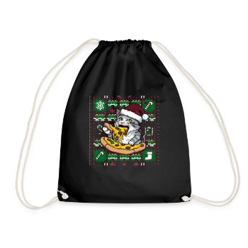 Katze Cat Ugly Christmas Weihnachten Xmas Santa - Turnbeutel - Schwarz - Vorne