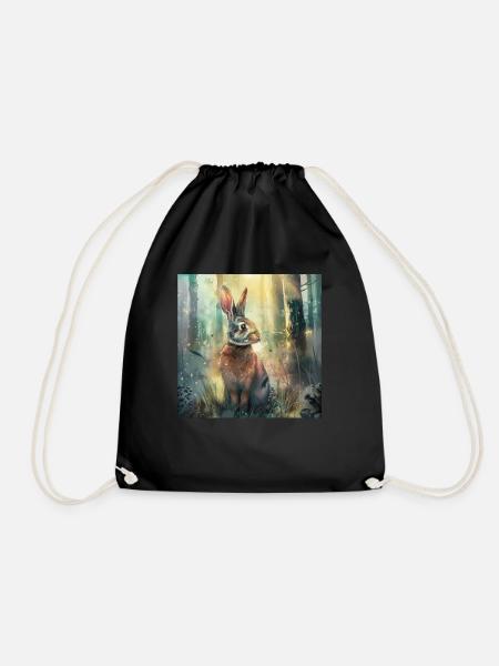Rabbit - Drawstring Bag - black