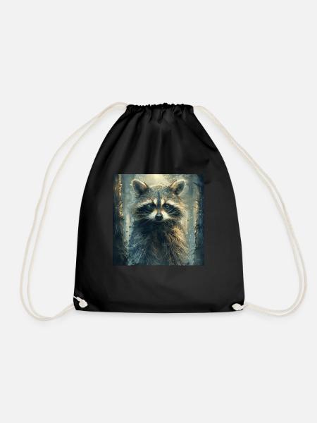 Waschbär - Turnbeutel - Schwarz