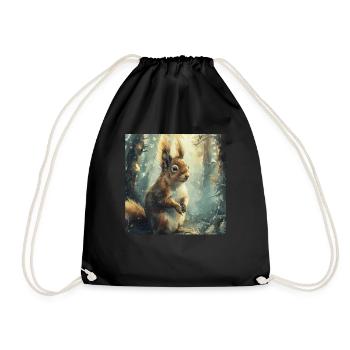 Squirrel - Drawstring Bag - black - Front