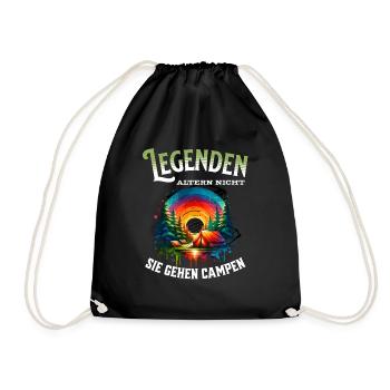 Legends don't age, they go camping - Drawstring Bag - black - Front