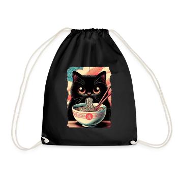Katzen Ramen Nudel Japaner Anime Manga Kawaii - Turnbeutel - Schwarz - Vorne