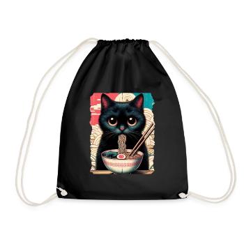 Katzen Ramen Nudel Japaner Anime Manga Kawaii - Turnbeutel - Schwarz - Vorne