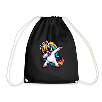 Einhorn Tupfende Überraschung Regenbogenmädchen - Turnbeutel - Schwarz - Vorne