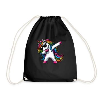 Einhorn Tupfende Überraschung Regenbogenmädchen - Turnbeutel - Schwarz - Vorne