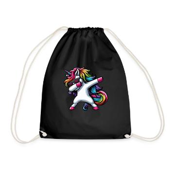 Einhorn Tupfende Überraschung Regenbogenmädchen - Turnbeutel - Schwarz - Vorne