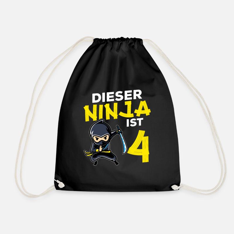This Ninja Is 4 Birthday Gift Party Japan - Drawstring Bag - black