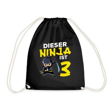 This Ninja Is 3 Birthday Gift Party Japan - Drawstring Bag - black - Front