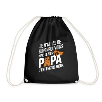 I don't have superpowers I'm a gift dad - Drawstring Bag - black - Front