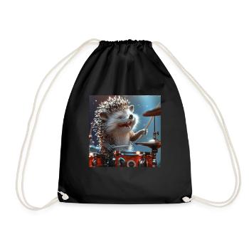 Hedgehog - Drawstring Bag - black - Front