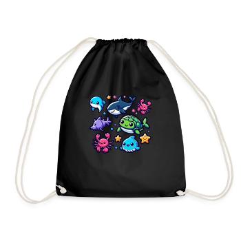 Colorful sea creatures for kids Sea creatures - Drawstring Bag - black - Front