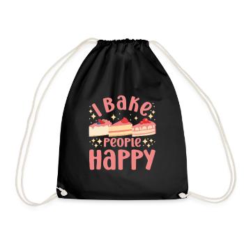 Cake Baker I Bake People Happy Cupcake - Turnbeutel - Schwarz - Vorne