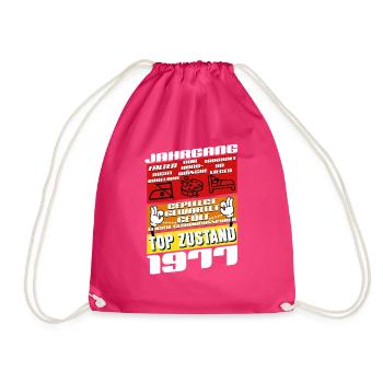 48 Jahre alt Jahrgang 1977 Geburtstag - Turnbeutel - Fuchsia - Vorne
