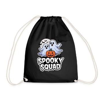 Halloween Spooky Squad Ghost with Hat - Drawstring Bag - black - Front