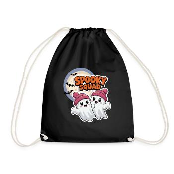 Halloween Spooky Squad Ghost with Hat - Drawstring Bag - black - Front